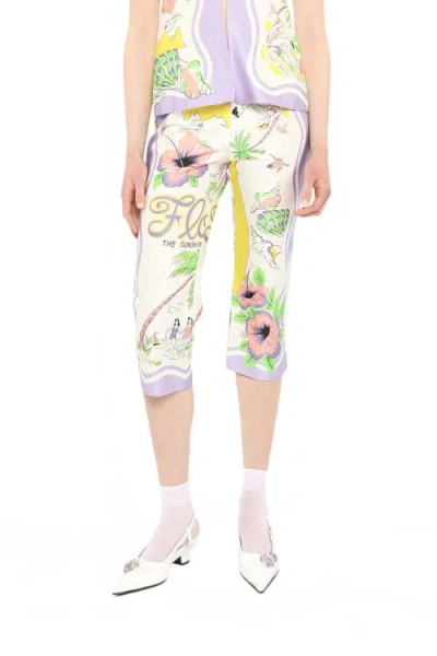 ANNA SUI ANNA SUI FLORIDA COTTON SATEEN CAPRI PANTS