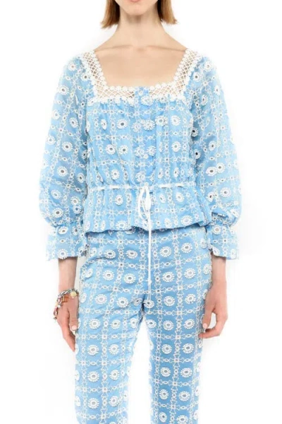 ANNA SUI ANNA SUI LATTICE LACE EMBROIDERY TOP