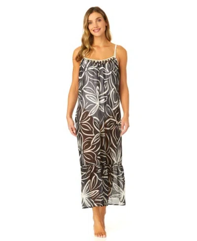 ANNE COLE ADJUSTABLE MAXI DRESS WITH SEASHELL TRIM COVER UP