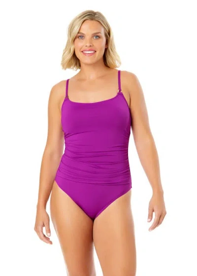 ANNE COLE SHIRRED LINGERIE MAILLOT ONE PIECE