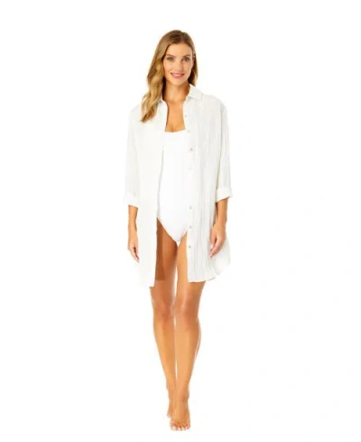 ANNE COLE LONG SLEEVE BUTTON UP COVER UP