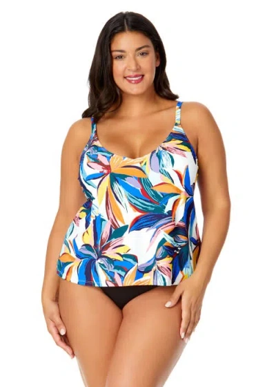 ANNE COLE PLUS PLUS RIVIERA FLORAL EASY TRIANGLE TANKINI SWIM TOP
