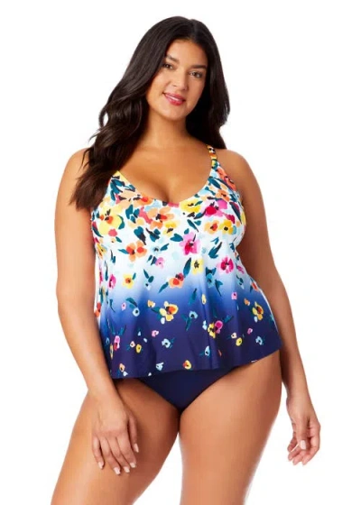 ANNE COLE PLUS PLUS RIVIERA FLORAL EASY TRIANGLE TANKINI SWIM TOP