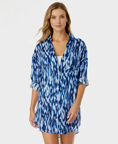 ANNE COLE WOMEN'S BOYFRIEND SHIRT SWIM COVER-UP