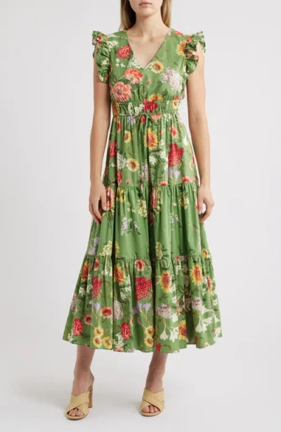 ANNE KLEIN ANNE KLEIN DRAWSTRING WAIST MAXI WITH RUF