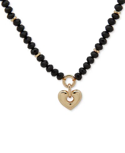 ANNE KLEIN GOLD-TONE IMITATION PEARL & PAVE HEART PENDANT NECKLACE, 16" + 3" EXTENDER