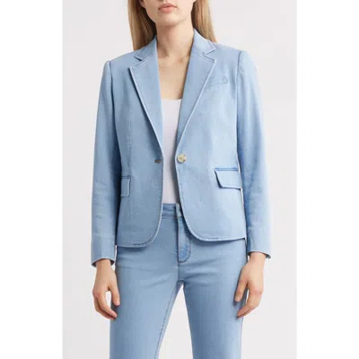 ANNE KLEIN ANNE KLEIN NOTCH COLLAR DENIM BLAZER