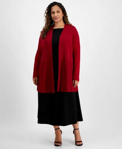 ANNE KLEIN PLUS SIZE MONTEREY OPEN-FRONT CARDIGAN