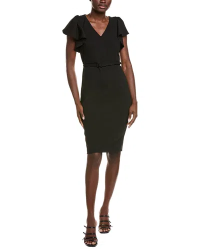 ANNE KLEIN RUFFLE SLEEVE SCUBA CREPE SHEATH DRESS