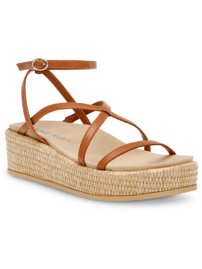 ANNE KLEIN VERANO WOMENS FAUX LEATHER ANKLE STRAP WEDGE SANDALS