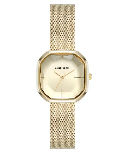 ANNE KLEIN WOMEN'S QUARTZ ESTATE OCTAGONAL GOLD-TONE STAINLESS STEEL MESH BRACELET WATCH, 24MM