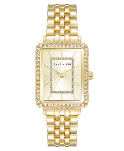 ANNE KLEIN WOMEN'S QUARTZ RECTANGULAR GOLD-TONE METAL ALLOY WATCH, 25MM