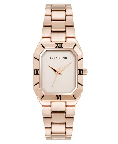 ANNE KLEIN WOMEN'S QUARTZ ROMAN NUMERAL BEZEL ROSE GOLD-TONE ALLOY METAL WATCH, 23MM