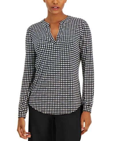 ANNE KLEIN WOMEN'S SPLIT-NECK PEARL-DOT TOP
