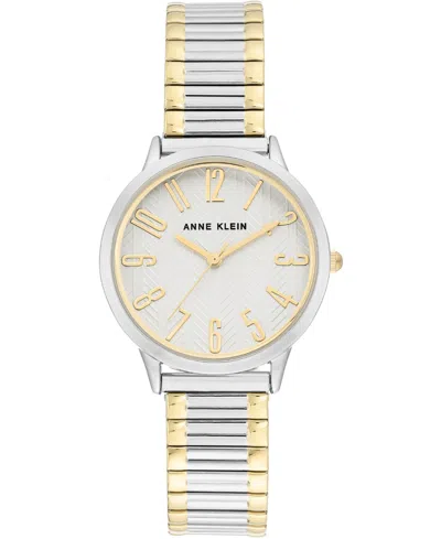 ANNE KLEIN WOMEN'S TWO-TONE STAINLESS STEEL STRETCH BRACELET WATCH 34MM