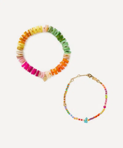 ANNI LU ANNI LU 18CT GOLD-PLATED FANTASY AND SECRET BEACH BRACELET SET OF TWO