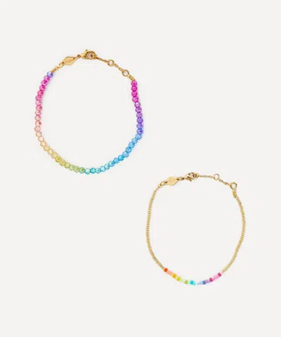 ANNI LU ANNI LU 18CT GOLD-PLATED SEASIDE SHIMMER AND GOLDEN RAINBOW BRACELET SET OF TWO
