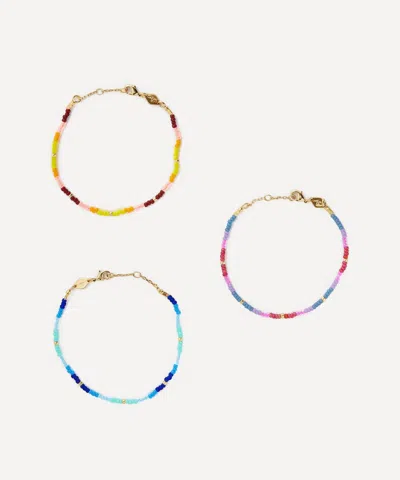 ANNI LU ANNI LU 18CT GOLD-PLATED TIE DYE VIOLET AND TIE DYE SUNSHINE BRACELET SET OF THREE