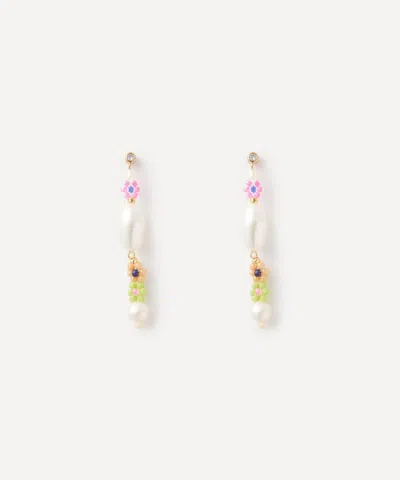 ANNI LU ANNI LU 18CT GOLD-PLATED TROPICANA MEXI FLOWER DROP EARRINGS