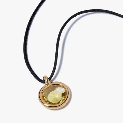 ANNOUSHKA SWEETIE OLIVE QUARTZ PENDANT & SOFT LEATHER NECKLACE