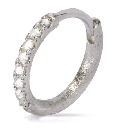ANNOUSHKA WHITE GOLD DUSTY DIAMONDS SINGLE HOOP EARRING