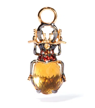 ANNOUSHKA YELLOW GOLD AND CITRINE BEETLE SINGLE EARRING