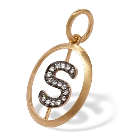 ANNOUSHKA YELLOW GOLD AND DIAMOND INITIAL S PENDANT
