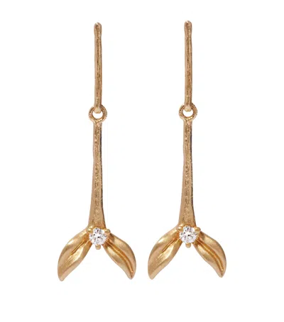 ANNOUSHKA YELLOW GOLD AND DIAMOND TULIP DROP EARRINGS