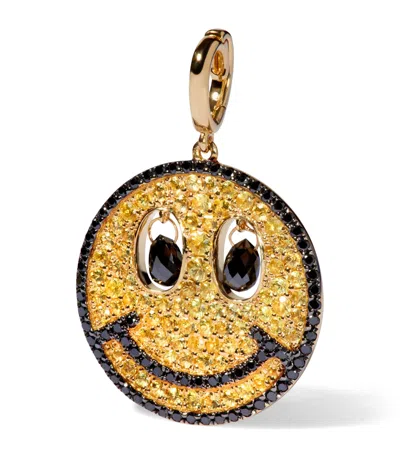ANNOUSHKA YELLOW GOLD, DIAMOND AND SAPPHIRE MYTHOLOGY HAPPY FACE CHARM