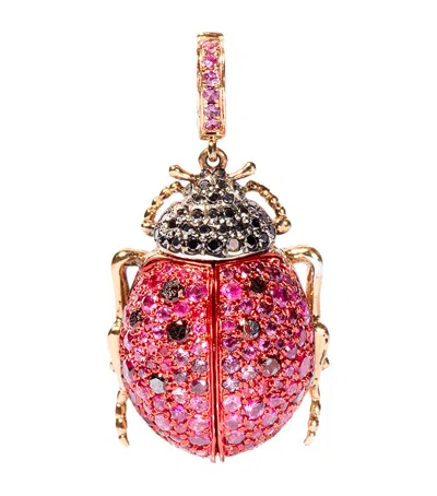 ANNOUSHKA YELLOW GOLD, DIAMOND, RUBY AND SAPPHIRE LADYBIRD LOCKET