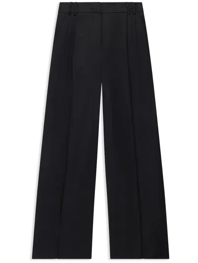 ANOTHER TOMORROW WIDE-LEG PLEATED LINEN TROUSERS