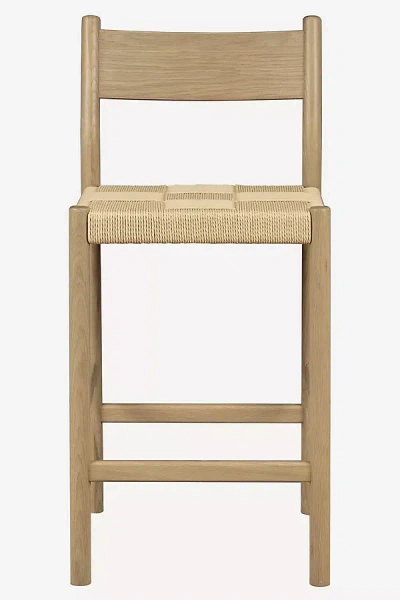 ANTHROPOLOGIE ASHER WOVEN CORD OAK WOOD COUNTER STOOL