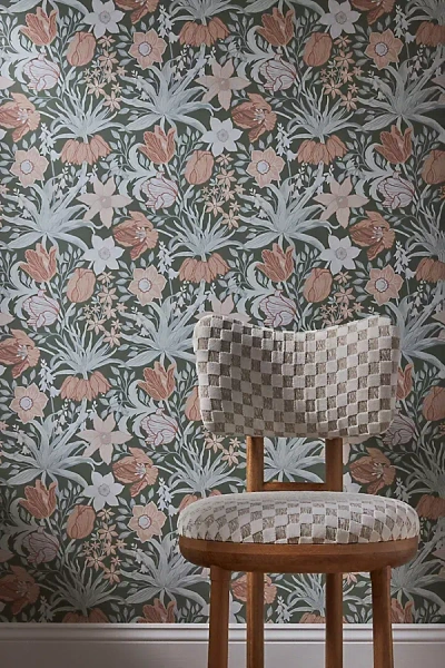 ANTHROPOLOGIE CECILIA TULIP AND DAFFODIL FLORAL WALLPAPER