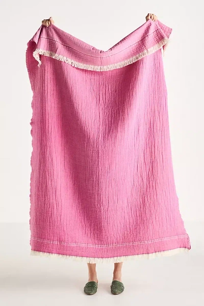 ANTHROPOLOGIE JOLENE GAUZE WOVEN STRIPE THROW BLANKET