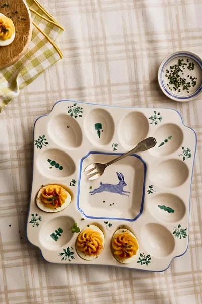 ANTHROPOLOGIE LEXINGTON STONEWARE DEVILED EGG PLATTER
