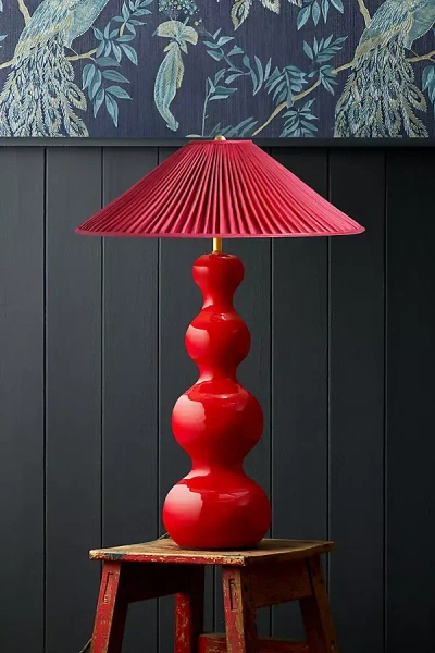 ANTHROPOLOGIE THE WOBSTER CERAMIC RUCHED SHADE TABLE LAMP