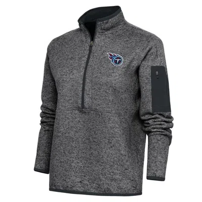 ANTIGUA ANTIGUA HEATHER CHARCOAL TENNESSEE TITANS TEAM LOGO FORTUNE HALF-ZIP PULLOVER JACKET