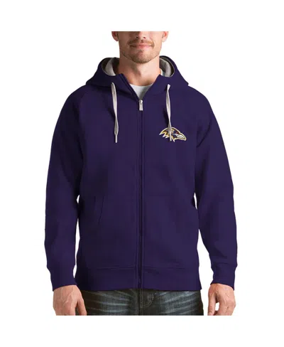 ANTIGUA MEN'S PURPLE BALTIMORE RAVENS VICTORY FULL-ZIP HOODIE