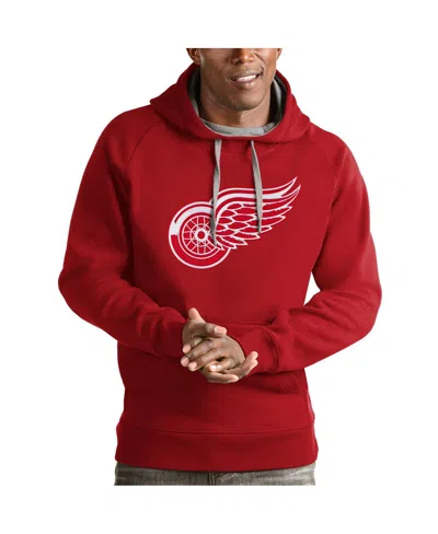 ANTIGUA MEN'S RED DETROIT RED WINGS LOGO VICTORY PULLOVER HOODIE