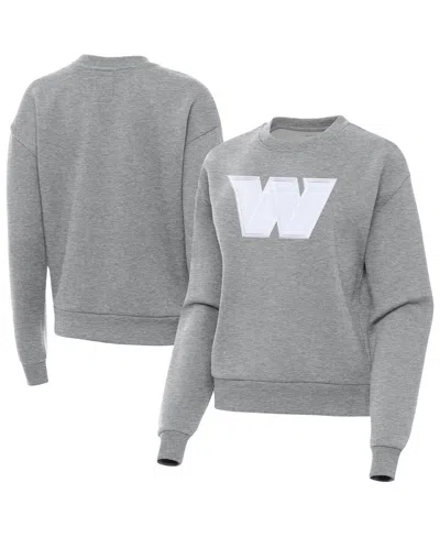 ANTIGUA WOMEN'S HEATHER GRAY WASHINGTON COMMANDERS VICTORY PULLOVER SWEATSHIRT