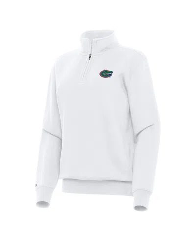 ANTIGUA WOMEN'S WHITE FLORIDA GATORS VICTORY QUARTER-ZIP SWEATSHIRT
