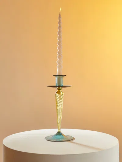 ANTIQUE AND VINTAGE 1920S FREDERICK CARDER FOR STEUBEN GLASS CANDLESTICK