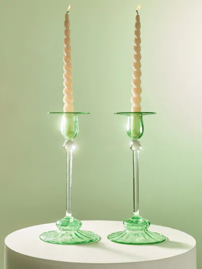 ANTIQUE AND VINTAGE 1920S FREDERICK CARDER FOR STEUBEN GLASS CANDLESTICKS (SET OF 2)