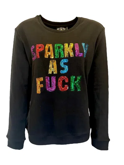 ANY OLD IRON MEN'S RAINBOW SPARKLY AS FUCK SEQUIN BLACK SWEATSHIRT