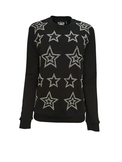 ANY OLD IRON WOMEN'S BLACK / SILVER HAND-BEADED NEW STAR BLACK SWEATSHIRT
