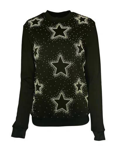 ANY OLD IRON WOMEN'S BLACK / SILVER SILVER BEADED STARBURST BLACK SWEATSHIRT