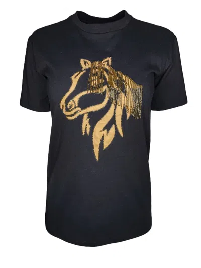 ANY OLD IRON WOMEN'S GOLD / BLACK GOLDEN HORSE HAIR BEADED T-SHIRT