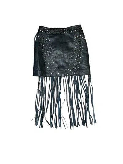 ANY OLD IRON WOMEN'S GOLD / BLACK GOLDEN SUPER STUD LEATHER MINI SKIRT