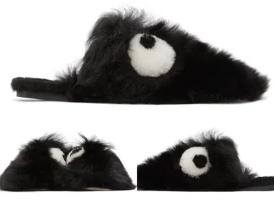 ANYA HINDMARCH ANYA HINDMARCH SHEARLING CREEPER EYES SLIPPERS FLUFFY SLIDERS SANDALEN SCHUHE 40