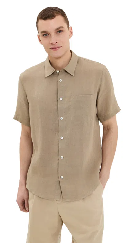 APC A. P.C. LINEN SHIRT BAC DARK BEIGE